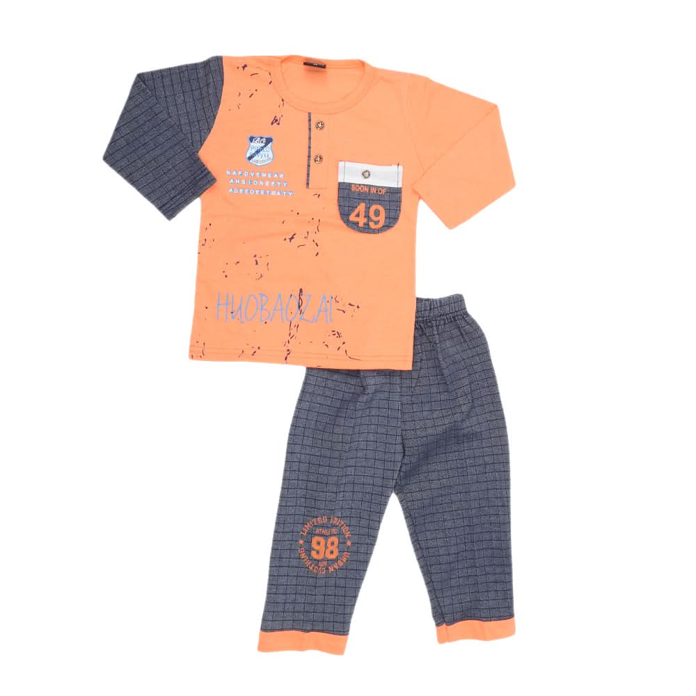 Boys 2 Pcs Suit Full Sleeves - Orange, Kids, Boys Sets And Suits, Chase Value, Chase Value