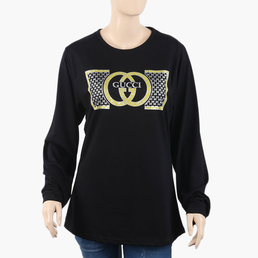 Women's Full Sleeves T-Shirt - Black, Women T-Shirts & Tops, Chase Value, Chase Value