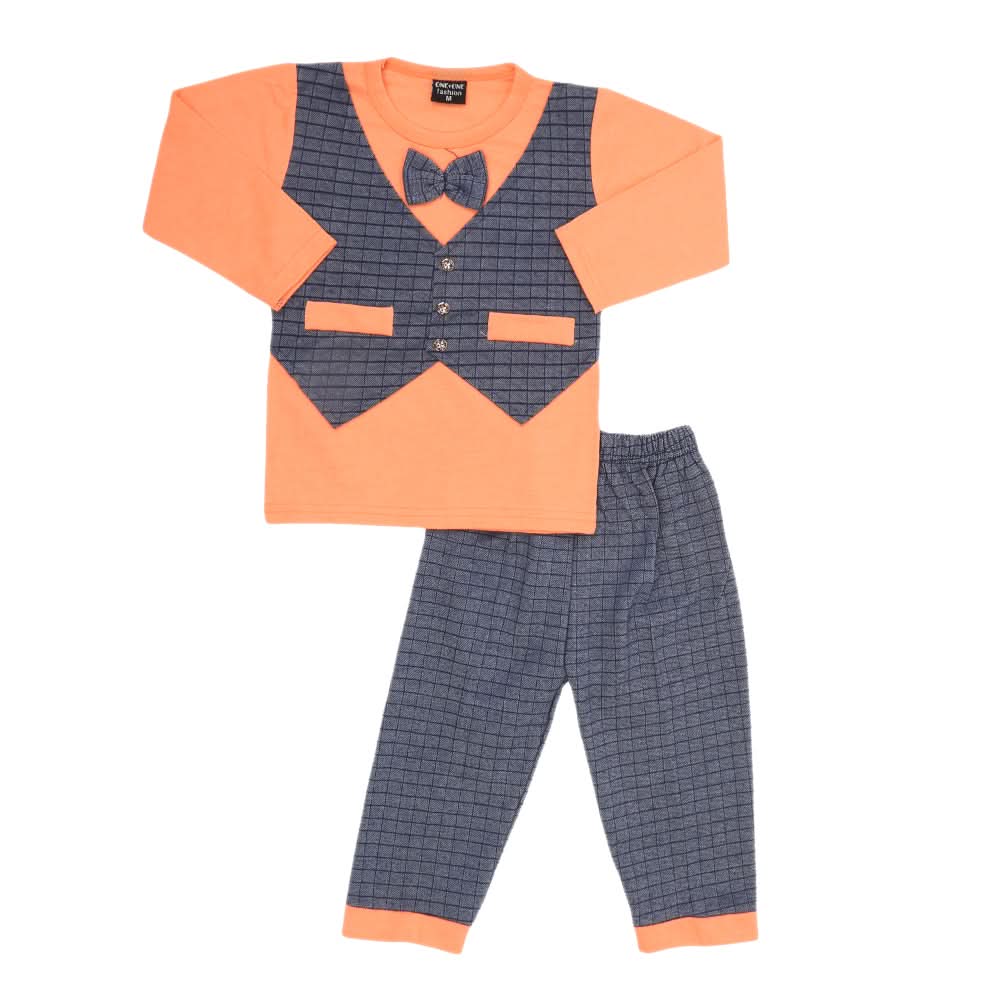 Boys 2 Pcs Suit Full Sleeves - Orange, Kids, Boys Sets And Suits, Chase Value, Chase Value