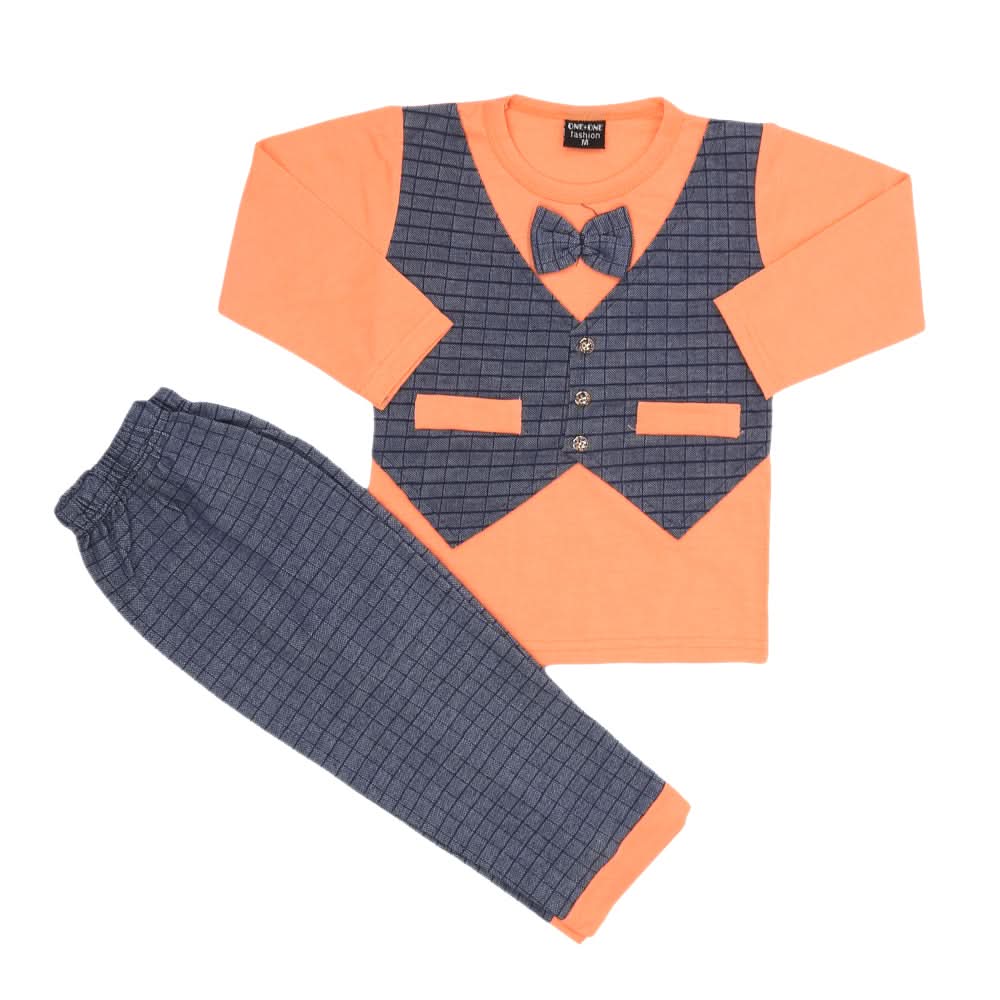 Boys 2 Pcs Suit Full Sleeves - Orange, Kids, Boys Sets And Suits, Chase Value, Chase Value