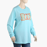 Women's Full Sleeves T-Shirt - Light Blue, Women T-Shirts & Tops, Chase Value, Chase Value