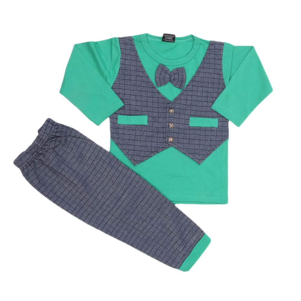 Boys 2 Pcs Suit Full Sleeves - Green, Kids, Boys Sets And Suits, Chase Value, Chase Value