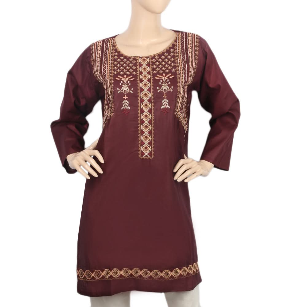 Women's Embroidered Kurti- 08 - Maroon, Women, Ready Kurtis, Chase Value, Chase Value