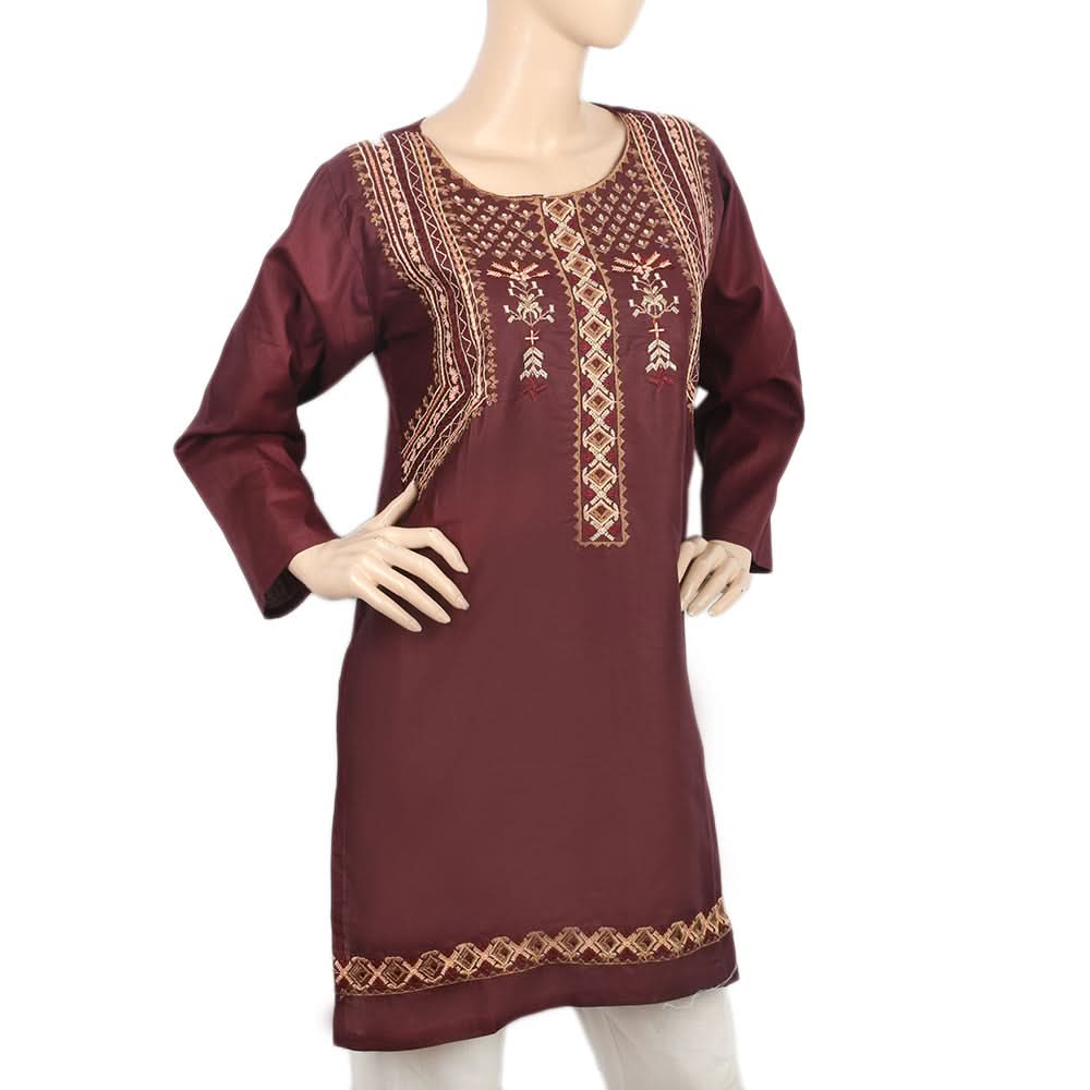 Women's Embroidered Kurti- 08 - Maroon, Women, Ready Kurtis, Chase Value, Chase Value