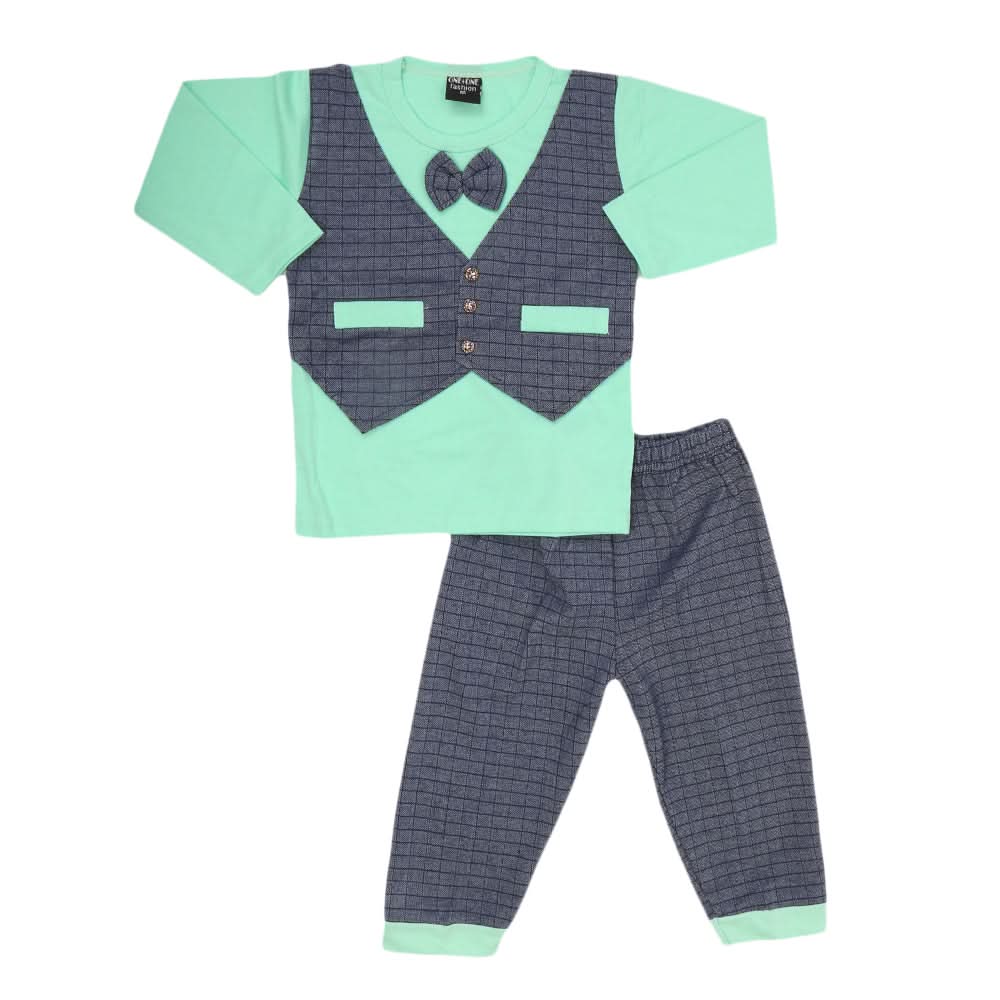 Boys 2 Pcs Suit Full Sleeves - Light Green, Kids, Boys Sets And Suits, Chase Value, Chase Value
