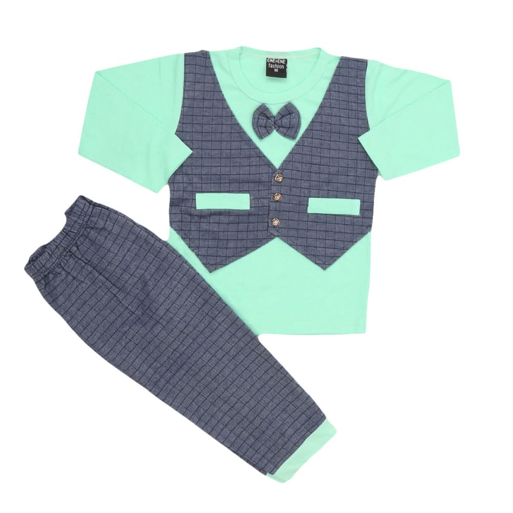 Boys 2 Pcs Suit Full Sleeves - Light Green, Kids, Boys Sets And Suits, Chase Value, Chase Value