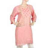 Women's Embroidered Kurti- 09 - Pink, Women, Ready Kurtis, Chase Value, Chase Value