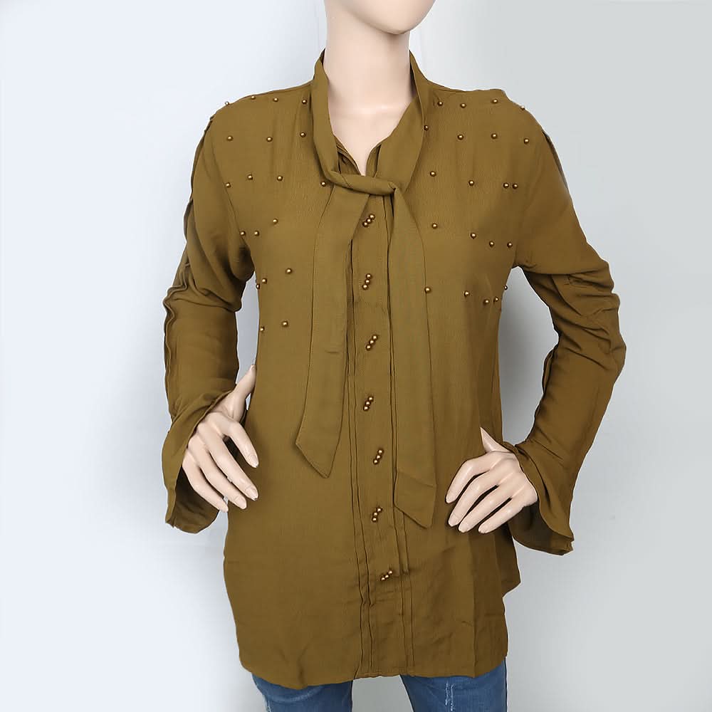 Women's Top With Front Beats - Brown, Women, Ready Kurtis, Chase Value, Chase Value