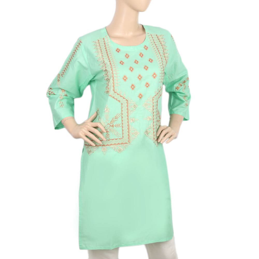 Women's Embroidered Kurti- 09 - Green, Women, Ready Kurtis, Chase Value, Chase Value