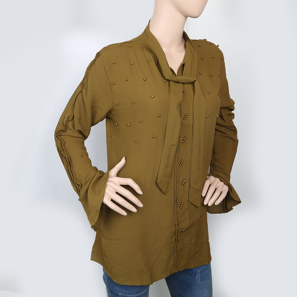Women's Top With Front Beats - Brown, Women, Ready Kurtis, Chase Value, Chase Value