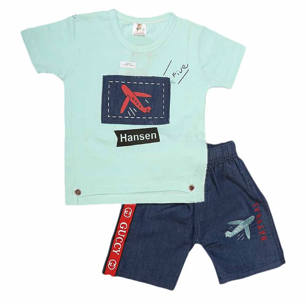 Boys Half Sleeves Suit (2339) - Cyan, Kids, Boys Sets And Suits, Chase Value, Chase Value