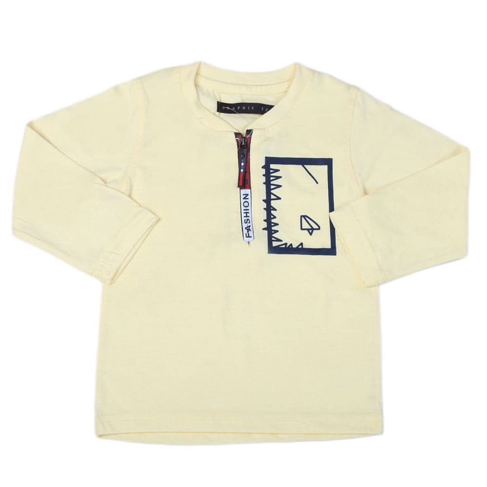 Boys Full Sleeves T-Shirt - Light Yellow, Kids, Boys T-Shirts, Chase Value, Chase Value