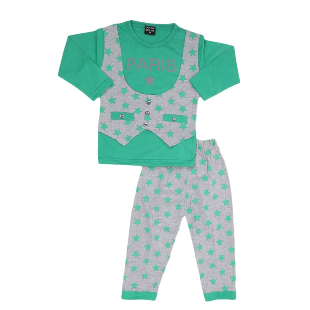 Boys Full Sleeves Suit - Green, Kids, Boys Sets And Suits, Chase Value, Chase Value