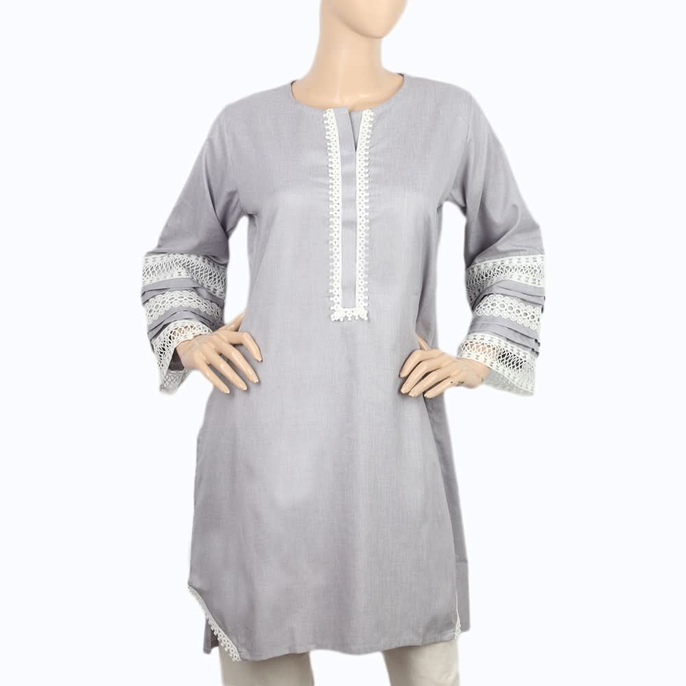 Women's Kurti With Lace - Purple, Women, Ready Kurtis, Chase Value, Chase Value
