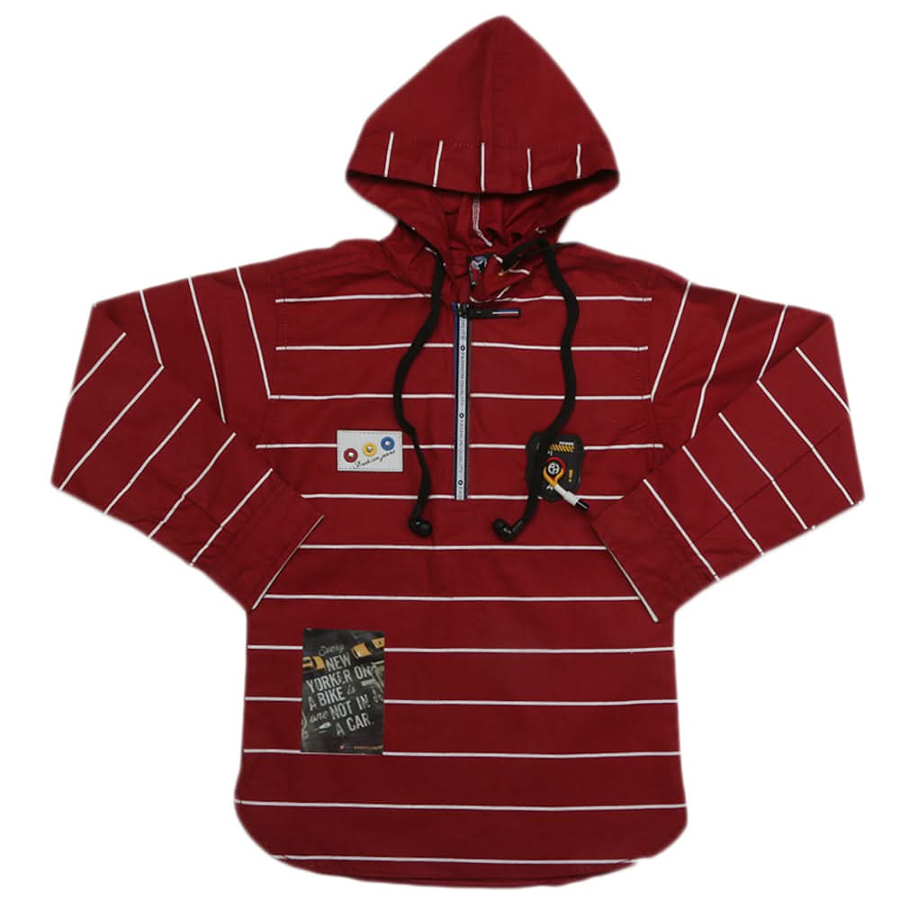 Boys Full Sleeves Shirt With Handsfree - Maroon, Kids, Boys Shirts, Chase Value, Chase Value
