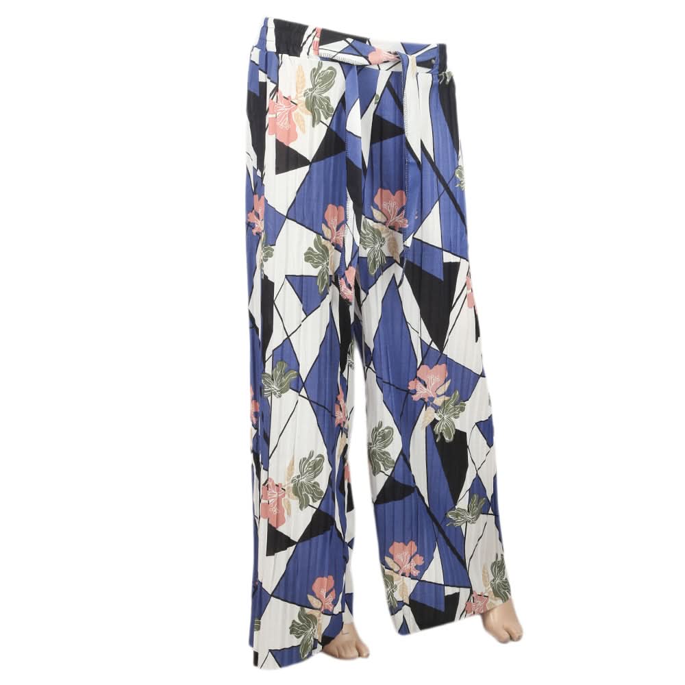 Women's Flower Printed Trouser - Navy Blue, Women, Pants & Tights, Chase Value, Chase Value