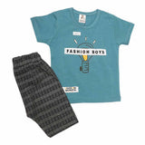 Boys Half Sleeves Suit (2325) - Steel Blue, Kids, Boys Sets And Suits, Chase Value, Chase Value
