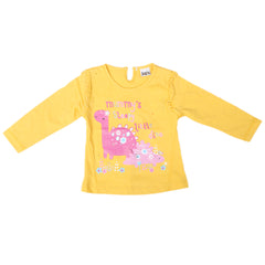 Newborn Girl Full Sleeves T-Shirts - Mustard, Kids, NB Girls T-Shirts, Chase Value, Chase Value