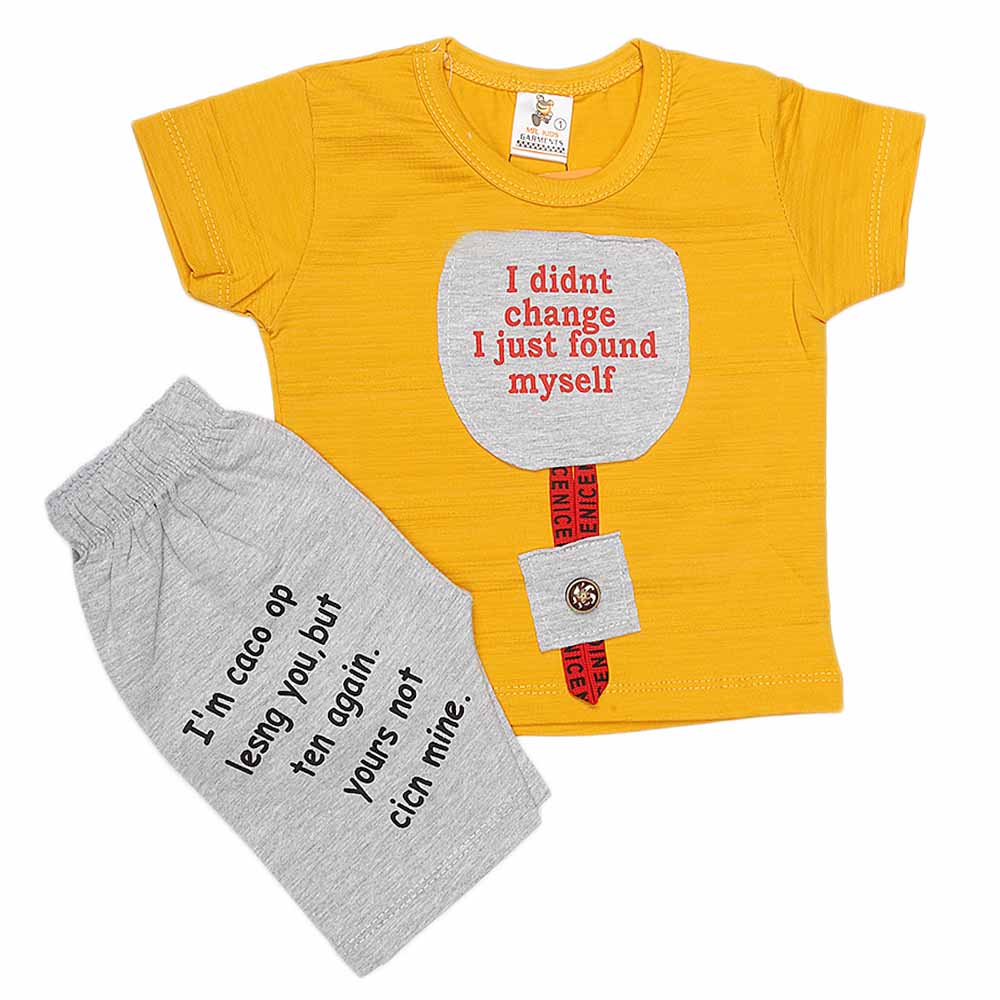 Boys Half Sleeves Suit (2177) - Mustard, Kids, Boys Sets And Suits, Chase Value, Chase Value