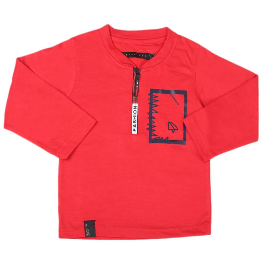 Boys Full Sleeves T-Shirt - Red, Kids, Boys T-Shirts, Chase Value, Chase Value