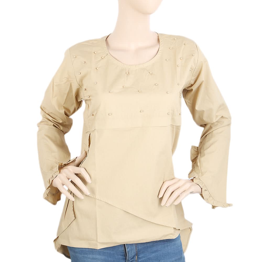 Women's Full Sleeves Top - Beige, Women, T-Shirts And Tops, Chase Value, Chase Value