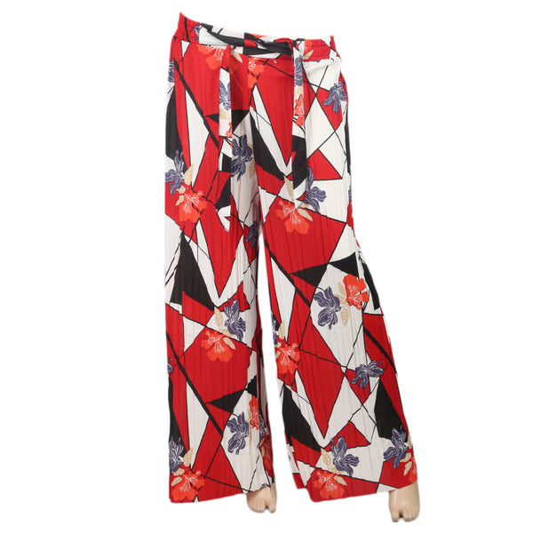 Women's Flower Printed Trouser - Red, Women, Pants & Tights, Chase Value, Chase Value