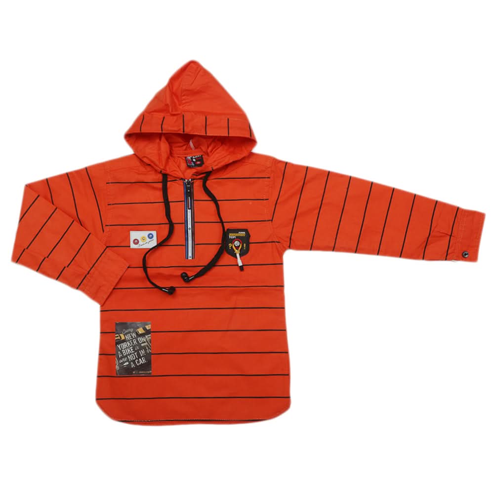 Boys Full Sleeves Shirt With Handsfree - Orange, Kids, Boys Shirts, Chase Value, Chase Value