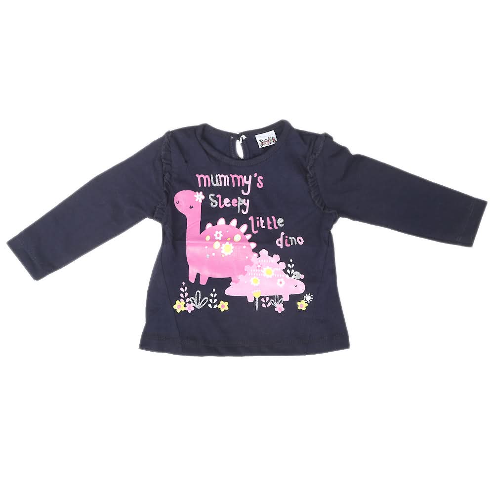 Newborn Girl Full Sleeves T-Shirts - Navy Blue, Kids, NB Girls T-Shirts, Chase Value, Chase Value