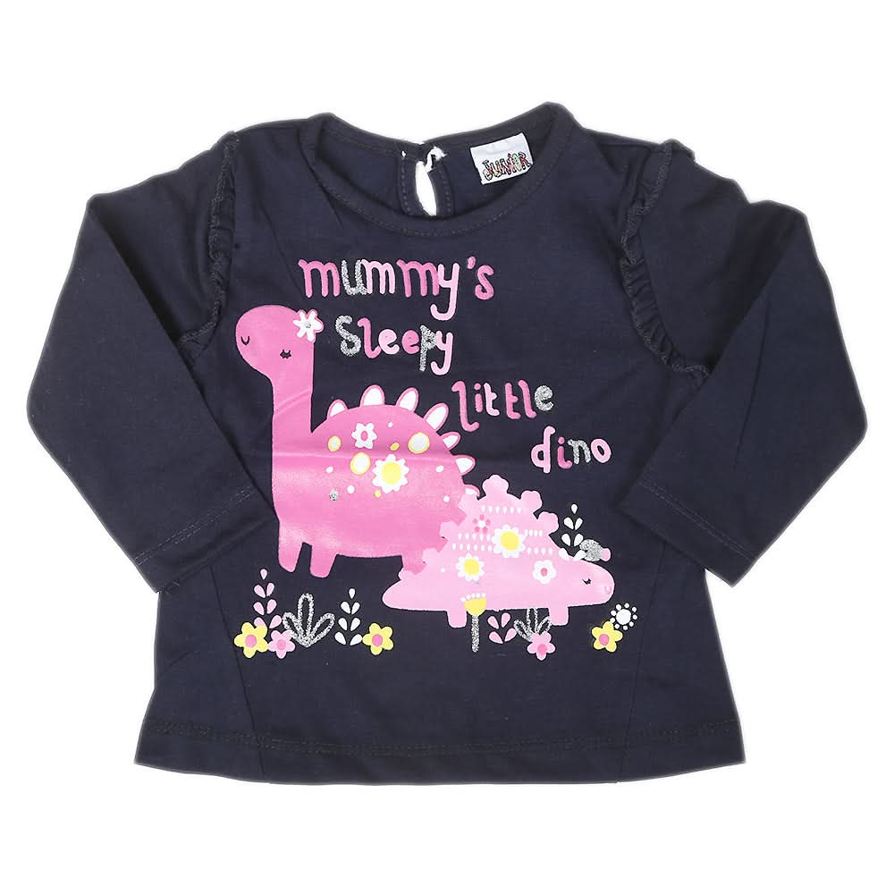 Newborn Girl Full Sleeves T-Shirts - Navy Blue, Kids, NB Girls T-Shirts, Chase Value, Chase Value