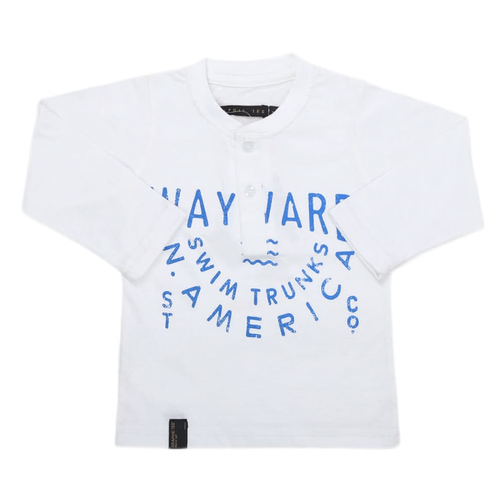 Boys Full Sleeves T-Shirt - White, Kids, Boys T-Shirts, Chase Value, Chase Value