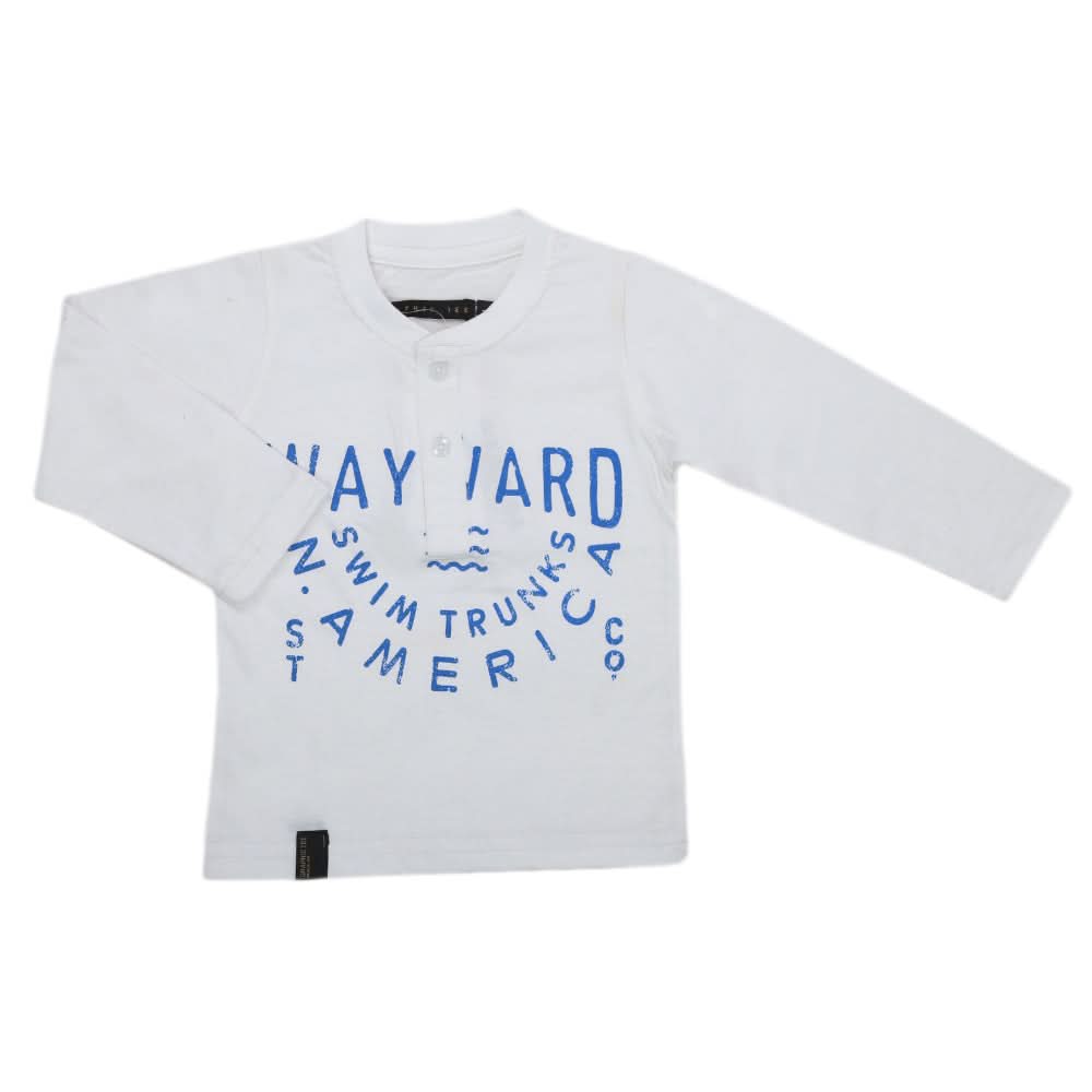 Boys Full Sleeves T-Shirt - White, Kids, Boys T-Shirts, Chase Value, Chase Value