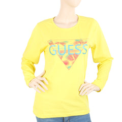 Women's Full Sleeves T-Shirt - Yellow, Women, T-Shirts And Tops, Chase Value, Chase Value