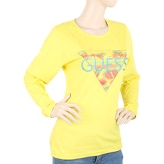 Women's Full Sleeves T-Shirt - Yellow, Women, T-Shirts And Tops, Chase Value, Chase Value