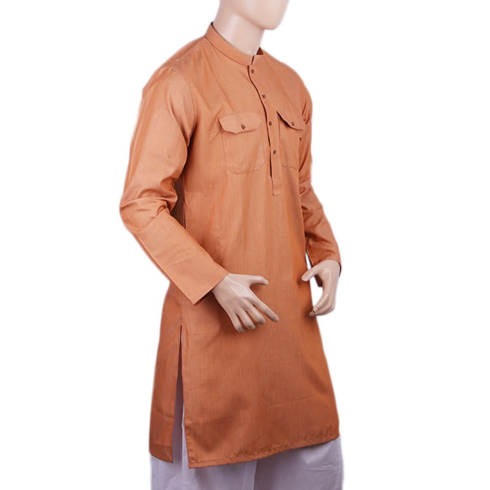 Men's Mashriq Slim Fit Fancy Kurta - Peach, Men, Kurtas, Chase Value, Chase Value