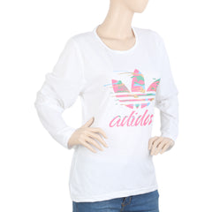 Women's Full Sleeves T-Shirt - White, Women, T-Shirts And Tops, Chase Value, Chase Value