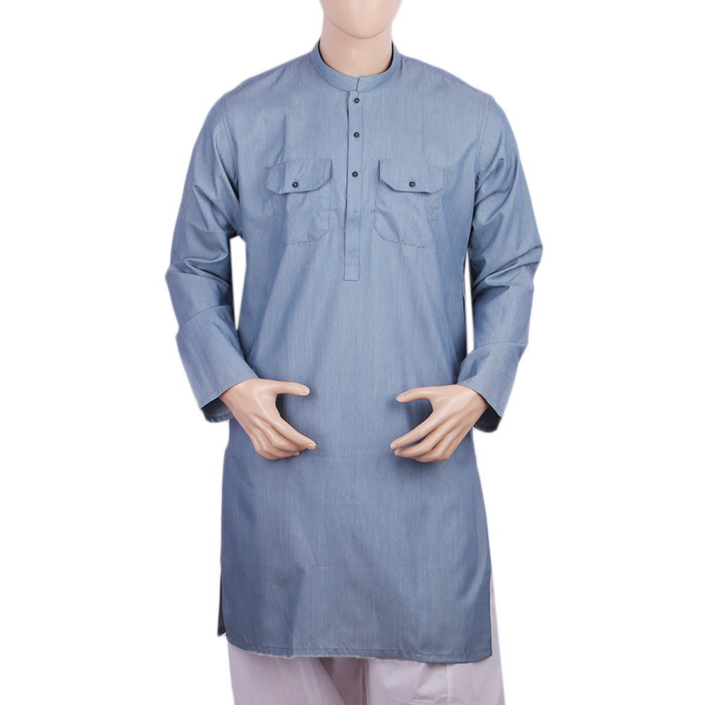 Men's Mashriq Slim Fit Fancy Kurta - Steel Grey, Men, Kurtas, Chase Value, Chase Value