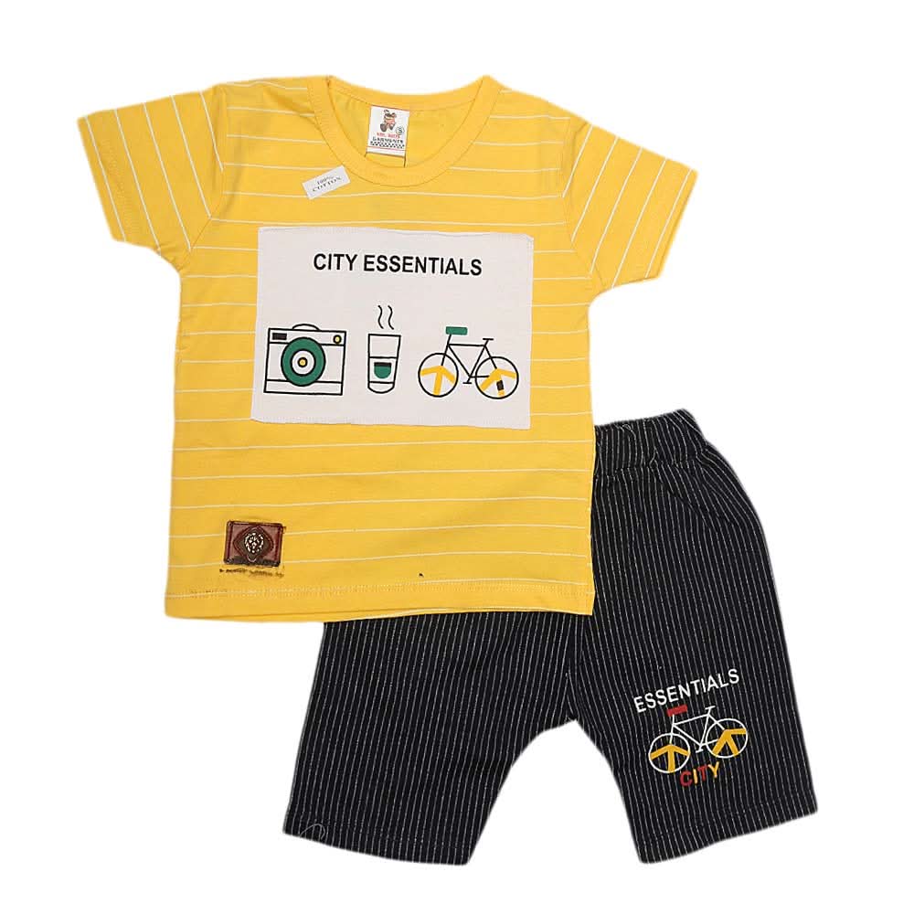 Boys Half Sleeves Suit (2316) - Yellow, Kids, Boys Sets And Suits, Chase Value, Chase Value