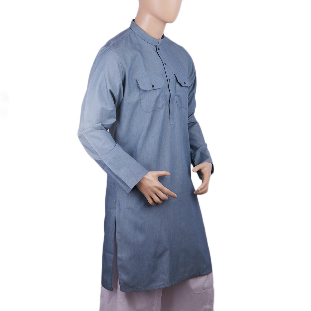 Men's Mashriq Slim Fit Fancy Kurta - Steel Grey, Men, Kurtas, Chase Value, Chase Value