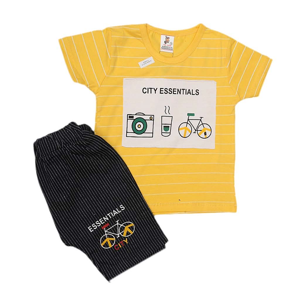 Boys Half Sleeves Suit (2316) - Yellow, Kids, Boys Sets And Suits, Chase Value, Chase Value