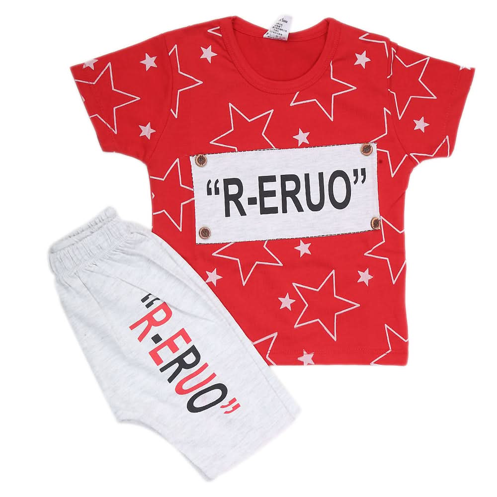 Boys Half Sleeves Suit - Red, Kids, Boys Sets And Suits, Chase Value, Chase Value