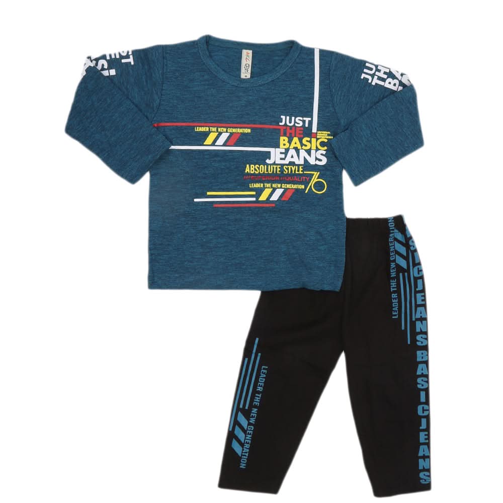 Boys 2 Pcs Suit Full Sleeves - Sea Blue, Kids, Boys Sets And Suits, Chase Value, Chase Value