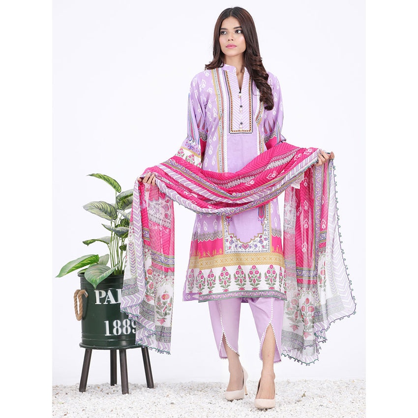 Eminent Cambric Digital Embroidered 3 Pcs Unstitched Suit With Silk Dupatta - 3, Women, 3Pcs Shalwar Suit, Eminent, Chase Value