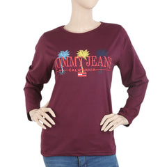 Women's Full Sleeves T-Shirt - Dark Purple, Women, T-Shirts And Tops, Chase Value, Chase Value