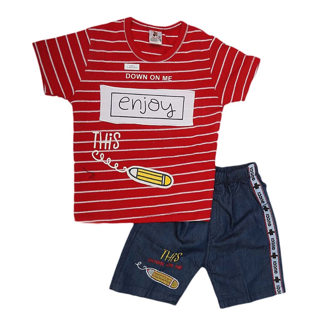 Boys Half Sleeves Suit (2203) - Red, Kids, Boys Sets And Suits, Chase Value, Chase Value