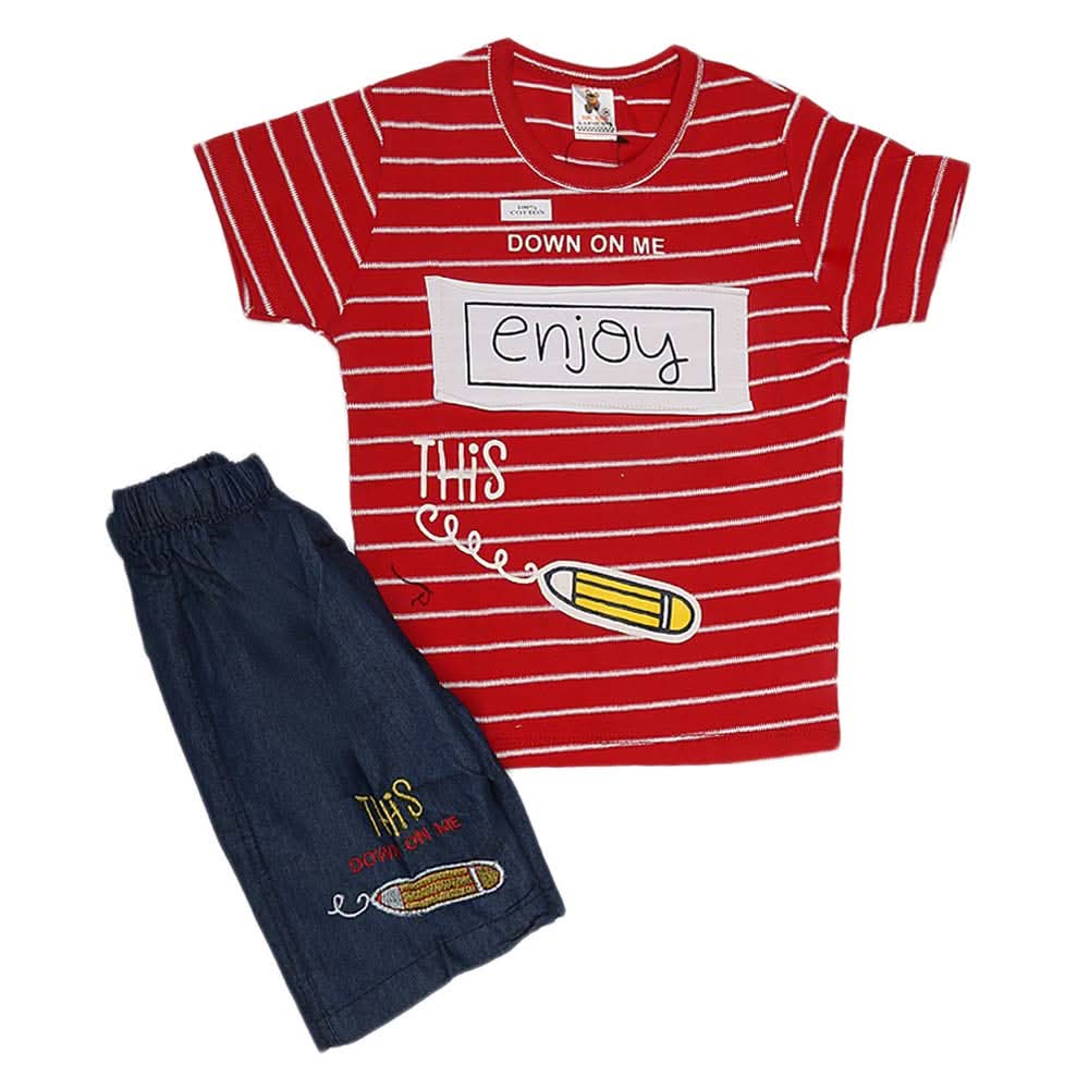 Boys Half Sleeves Suit (2203) - Red, Kids, Boys Sets And Suits, Chase Value, Chase Value