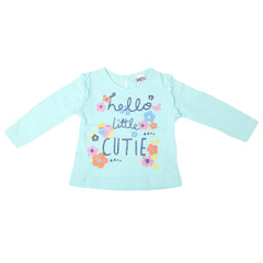 Newborn Girl Full Sleeves T-Shirts - Cyan, Kids, NB Girls T-Shirts, Chase Value, Chase Value