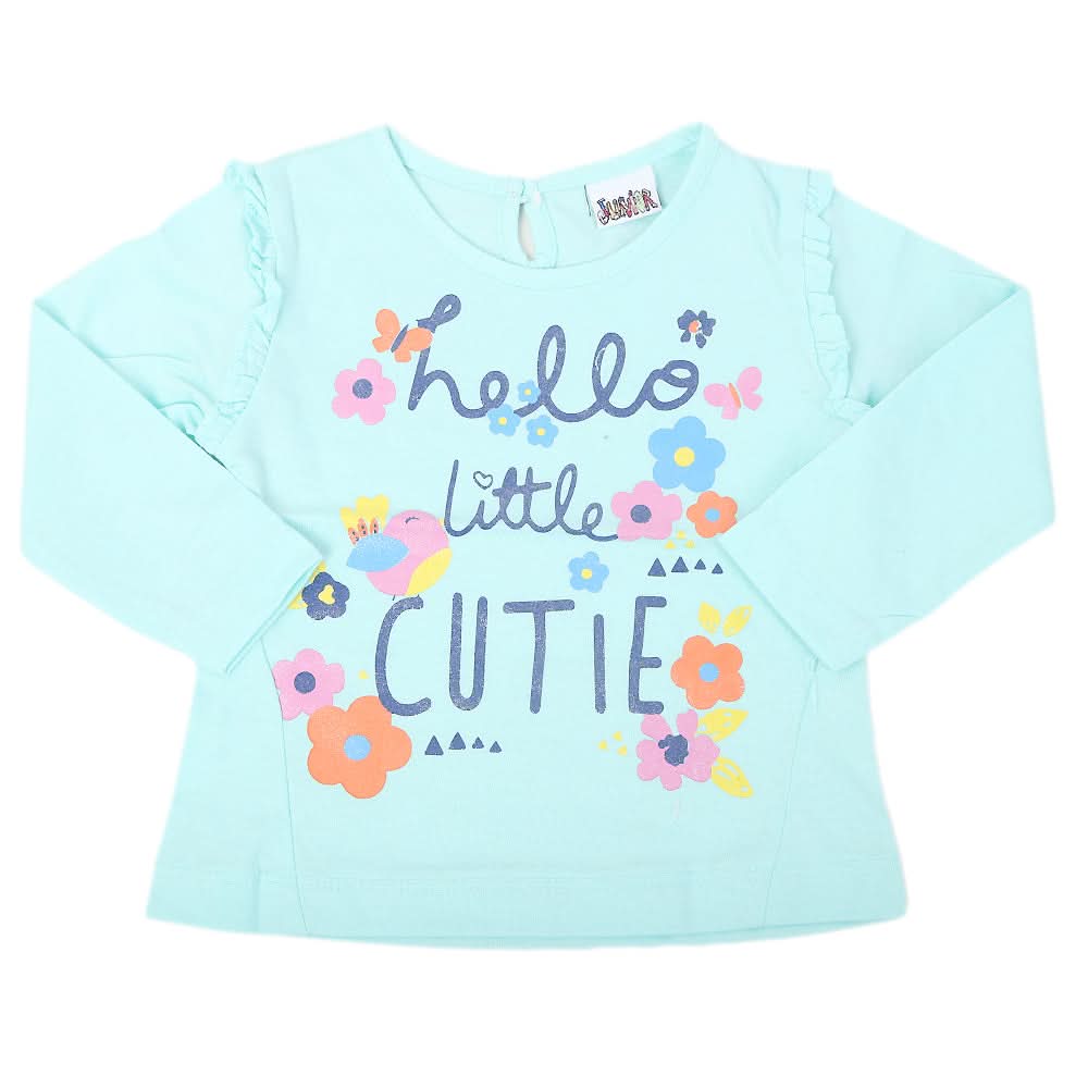 Newborn Girl Full Sleeves T-Shirts - Cyan, Kids, NB Girls T-Shirts, Chase Value, Chase Value