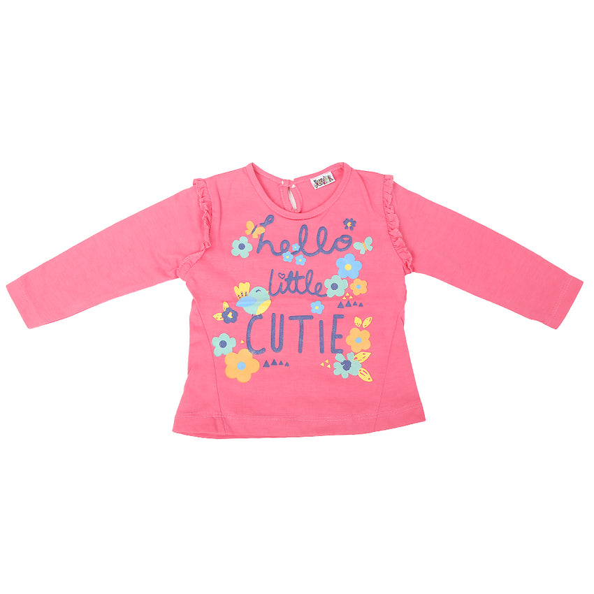 Newborn Girl Full Sleeves T-Shirts - Pink, Kids, NB Girls T-Shirts, Chase Value, Chase Value