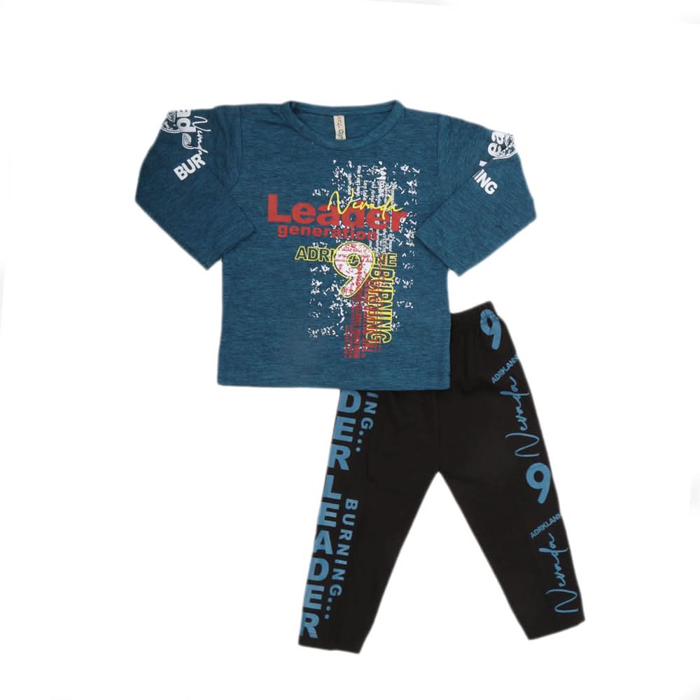 Boys 2 Pcs Suit Full Sleeves - Sea Blue, Kids, Boys Sets And Suits, Chase Value, Chase Value
