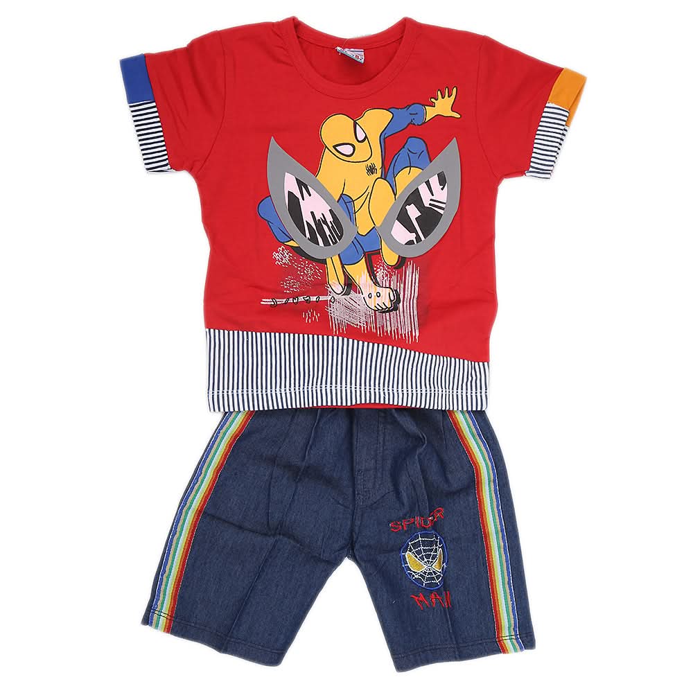 Boys Half Sleeves Suit - Red, Kids, Boys Sets And Suits, Chase Value, Chase Value